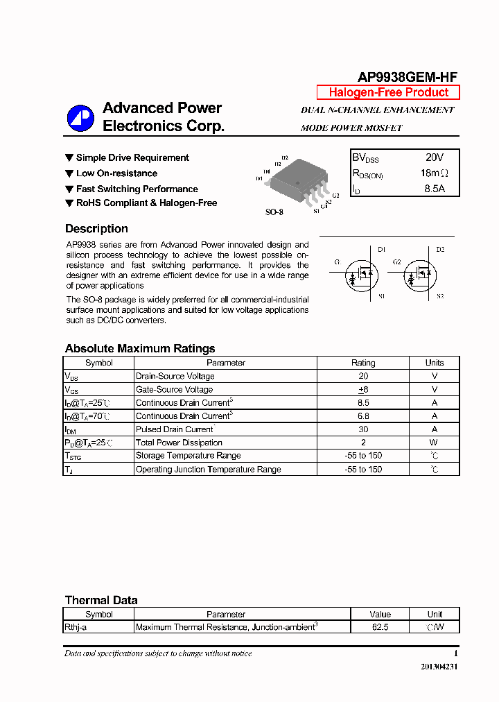 AP9938GEM-HF_7518040.PDF Datasheet