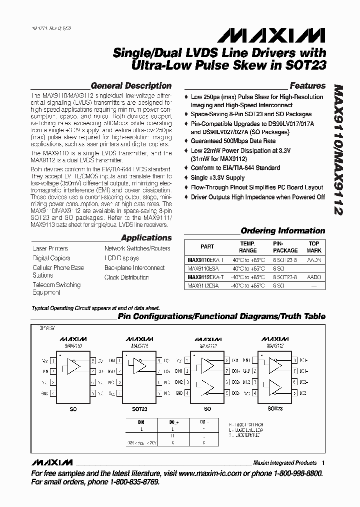 MAX9112EKAT_7519287.PDF Datasheet