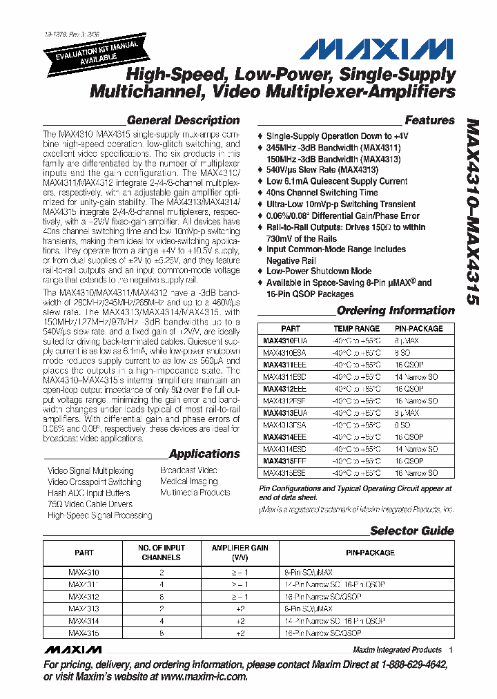 MAX4310ESA_7525866.PDF Datasheet