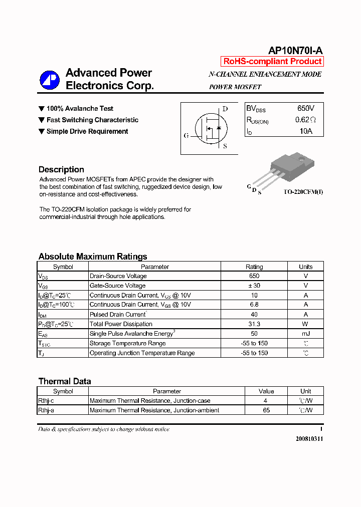AP10N70I-A_7526973.PDF Datasheet