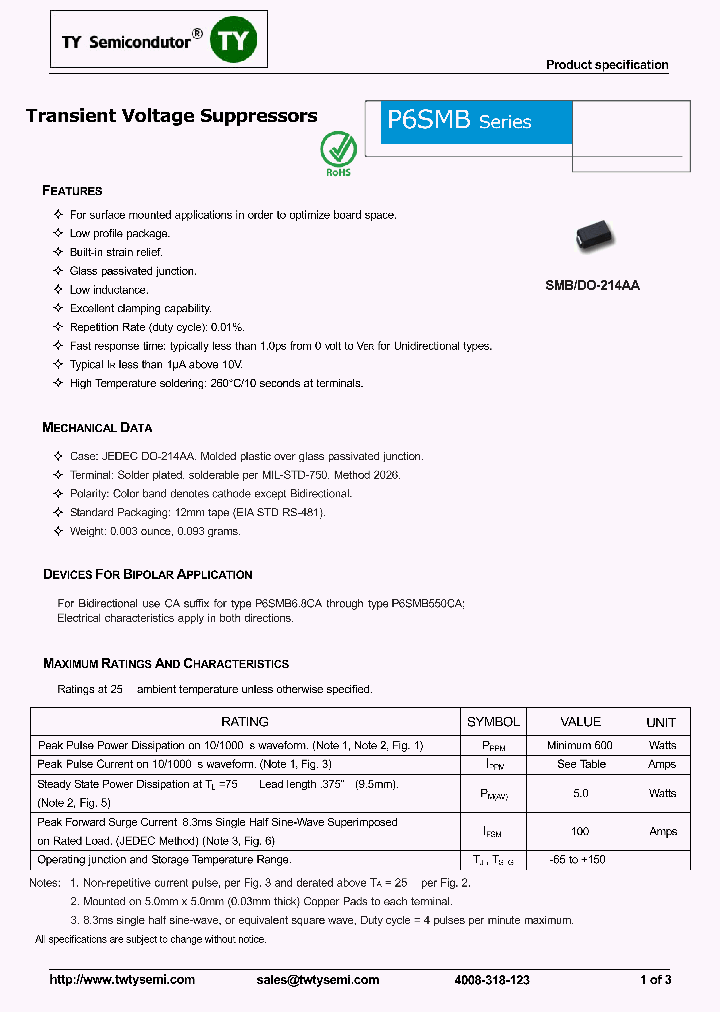 P6SMB39CA_7529971.PDF Datasheet