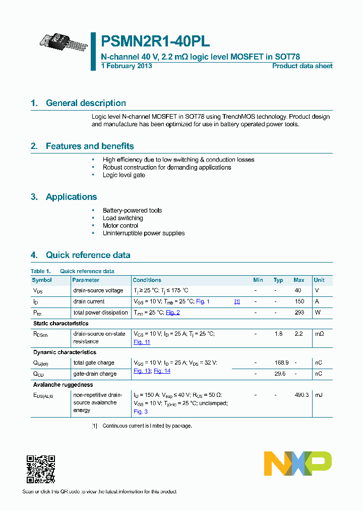PSMN2R1-40PL_7531686.PDF Datasheet