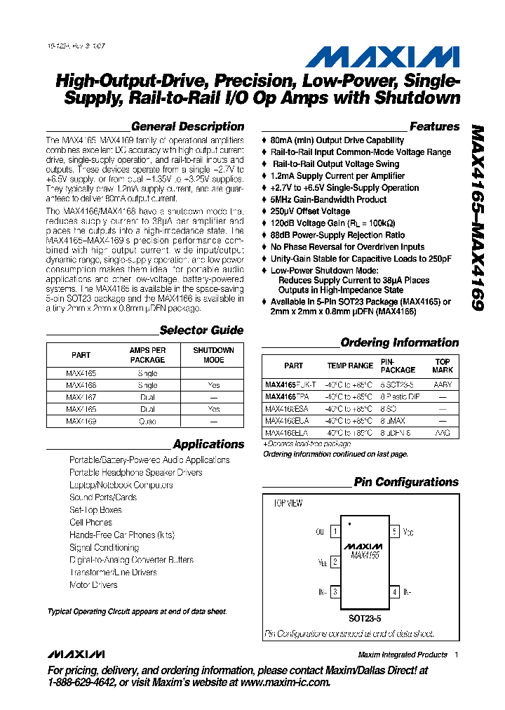 MAX4167EPA_7532864.PDF Datasheet
