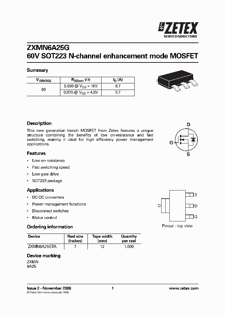 ZXMN6A25GTA_7542277.PDF Datasheet