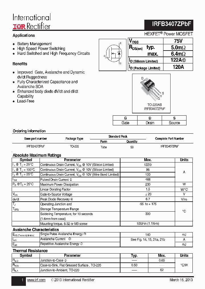 IRFB3407ZPBF_7542516.PDF Datasheet