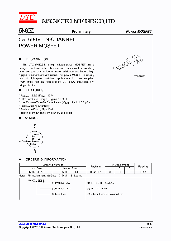 5N60Z_7543328.PDF Datasheet