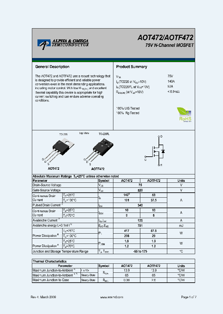 AOT472_7546945.PDF Datasheet
