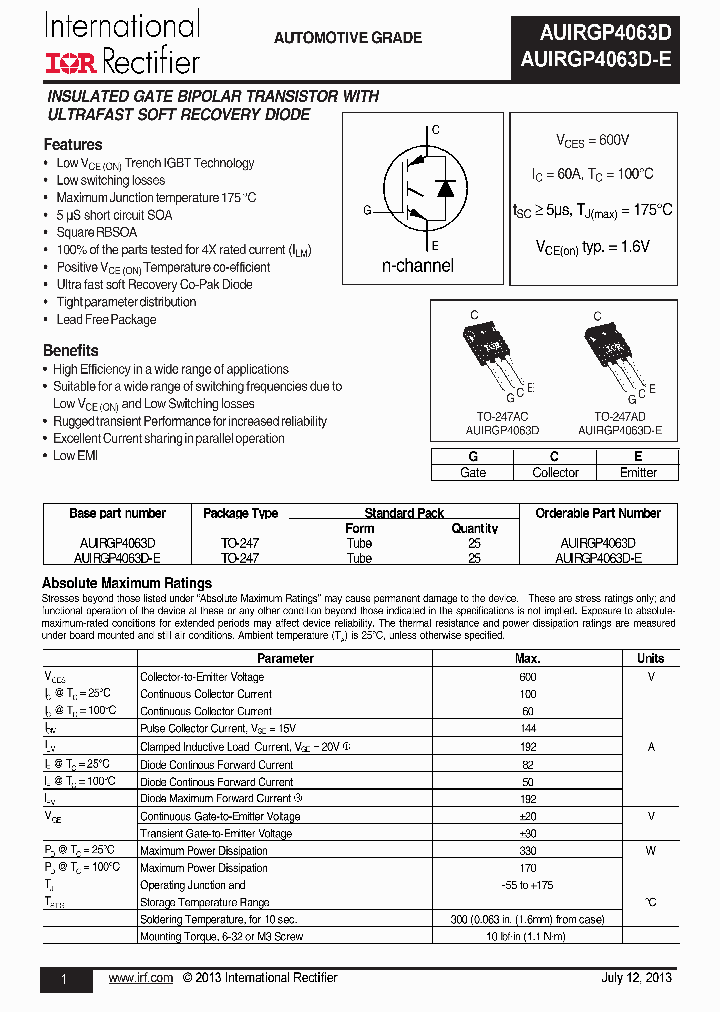 AUIRGP4063D_7549455.PDF Datasheet