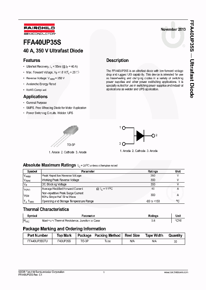 FFA40UP35STU_7549500.PDF Datasheet