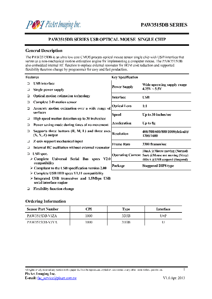 PAW3515DB_7555191.PDF Datasheet