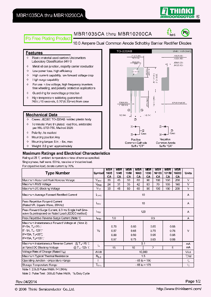 MBR10150CA_7576483.PDF Datasheet