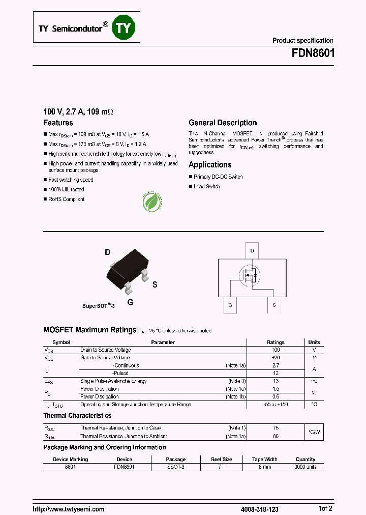 FDN8601N_7579010.PDF Datasheet
