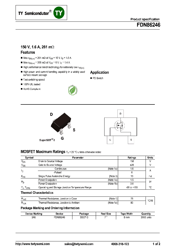FDN86246_7579012.PDF Datasheet