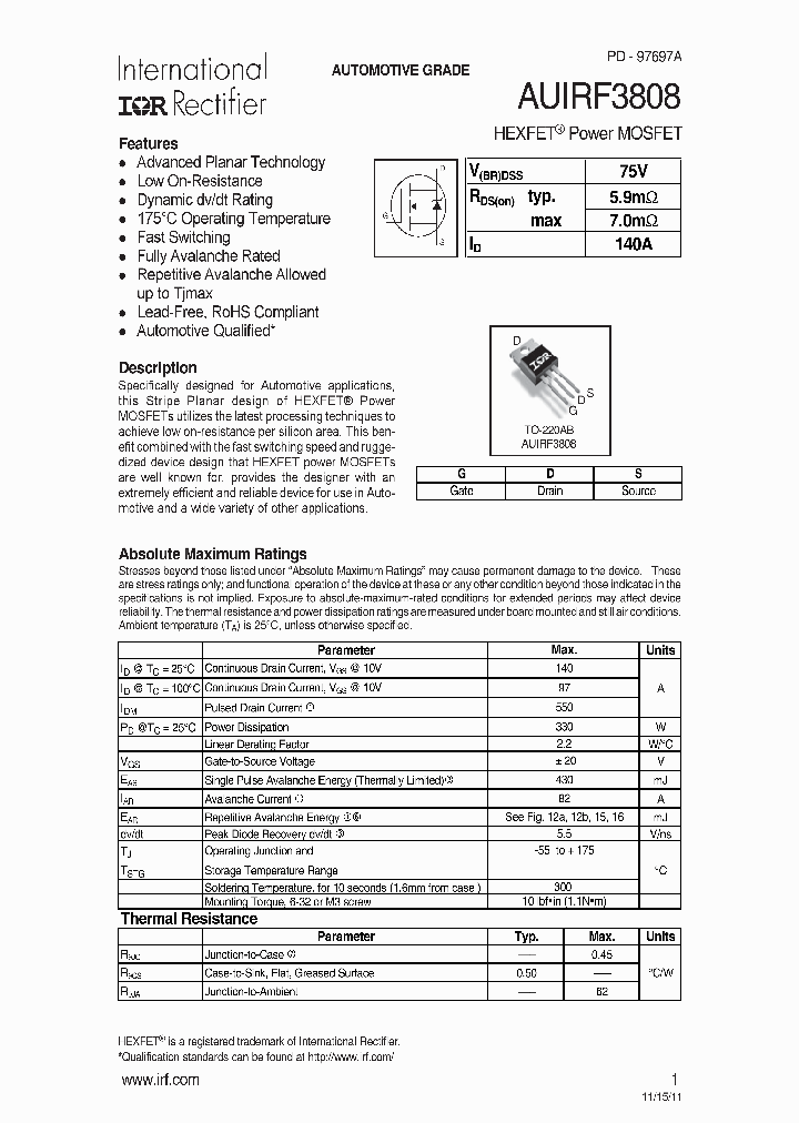 AUIRF3808_7592103.PDF Datasheet