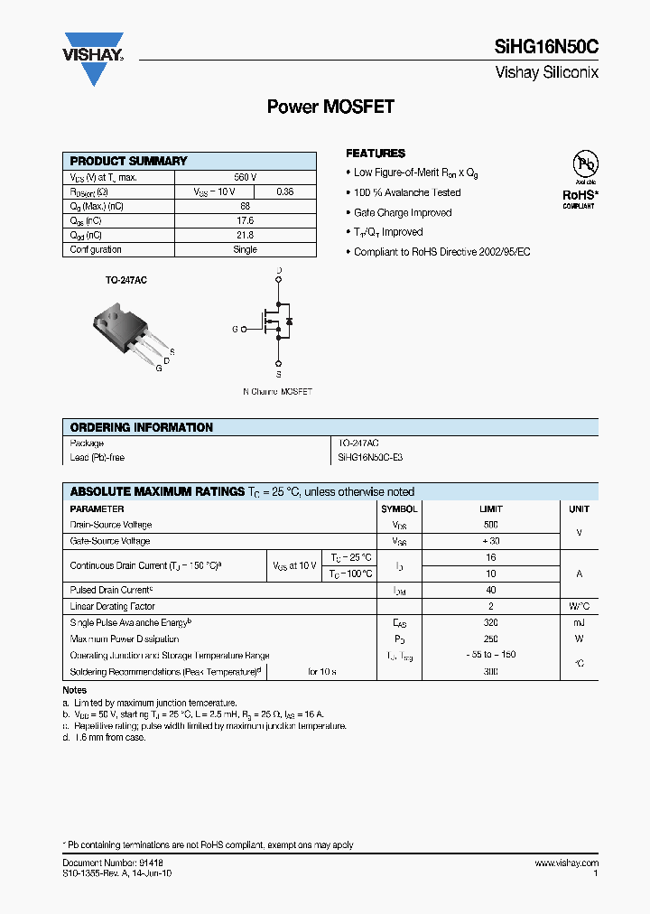 SIHG16N50C_7592785.PDF Datasheet