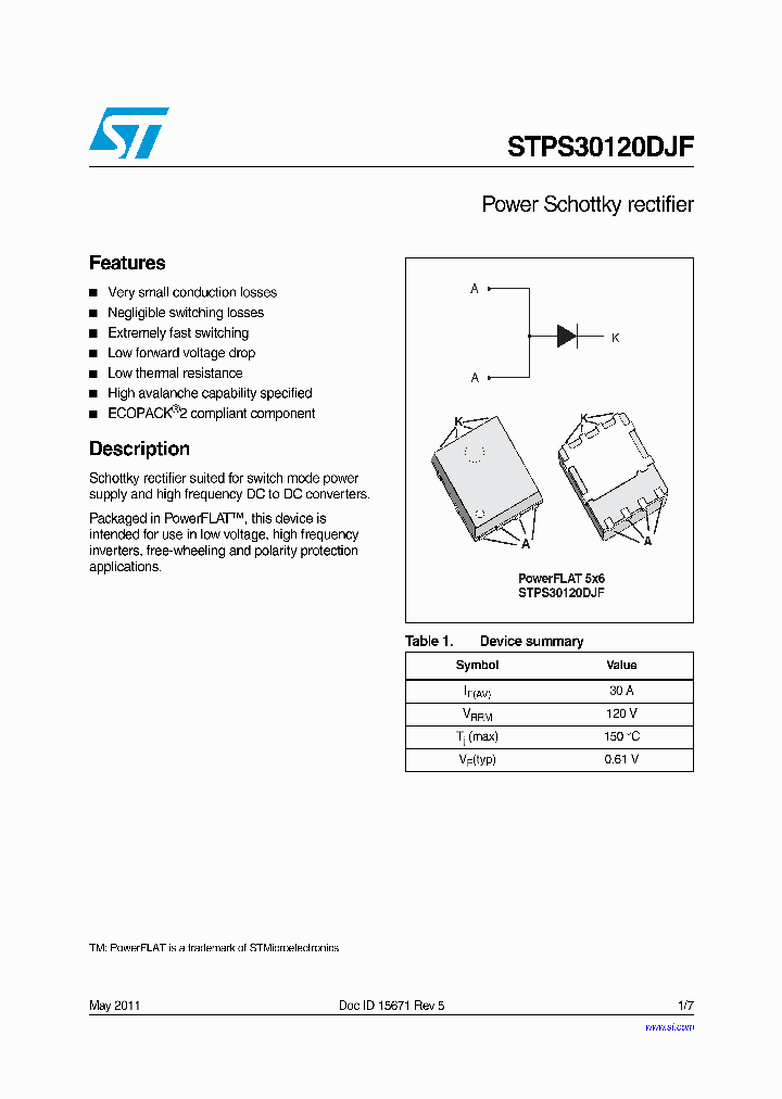 STPS30120DJF-TR_7598262.PDF Datasheet