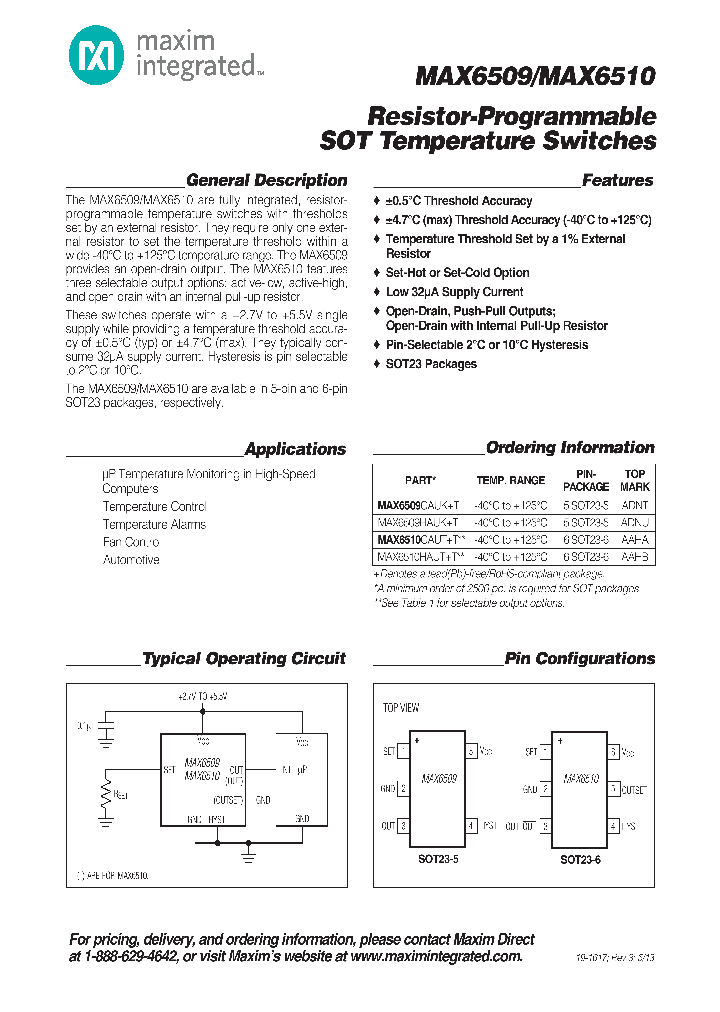 MAX6510HAUT_7598406.PDF Datasheet