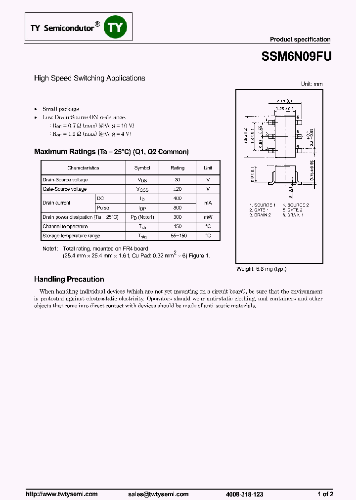 SSM6N09FU_7599498.PDF Datasheet