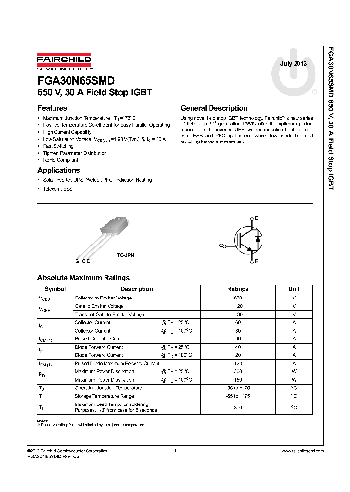 FGA30N65SMD_7601003.PDF Datasheet