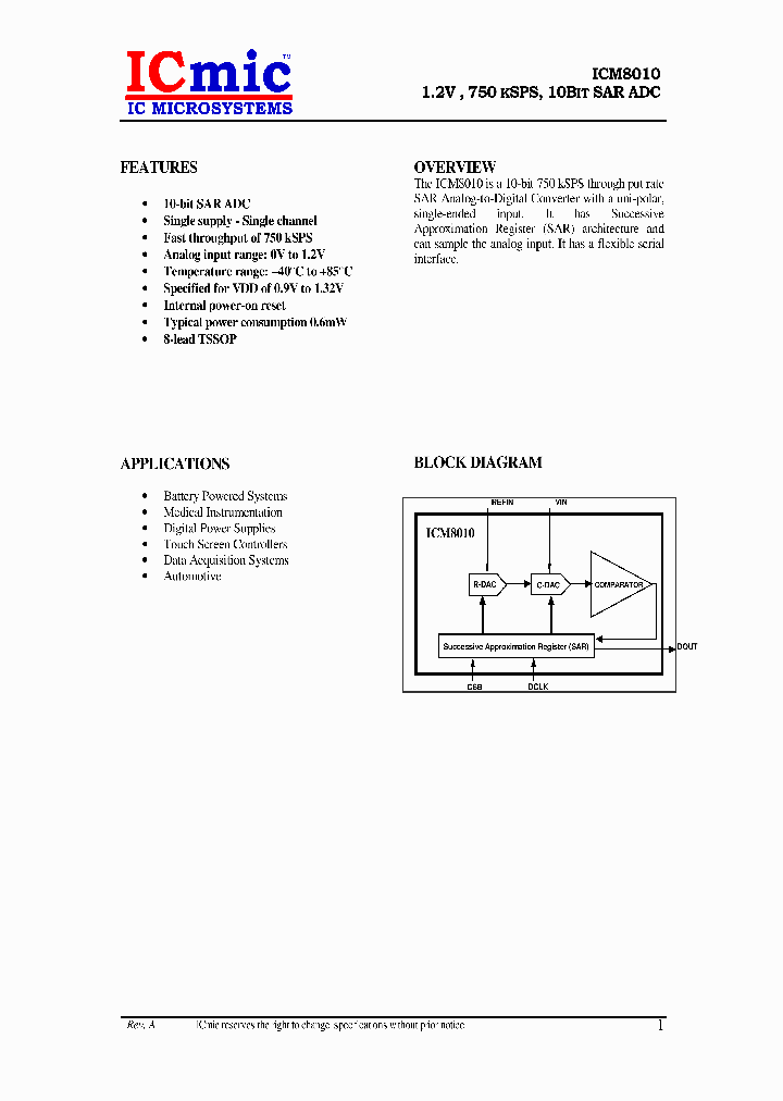 ICM8010_7606048.PDF Datasheet