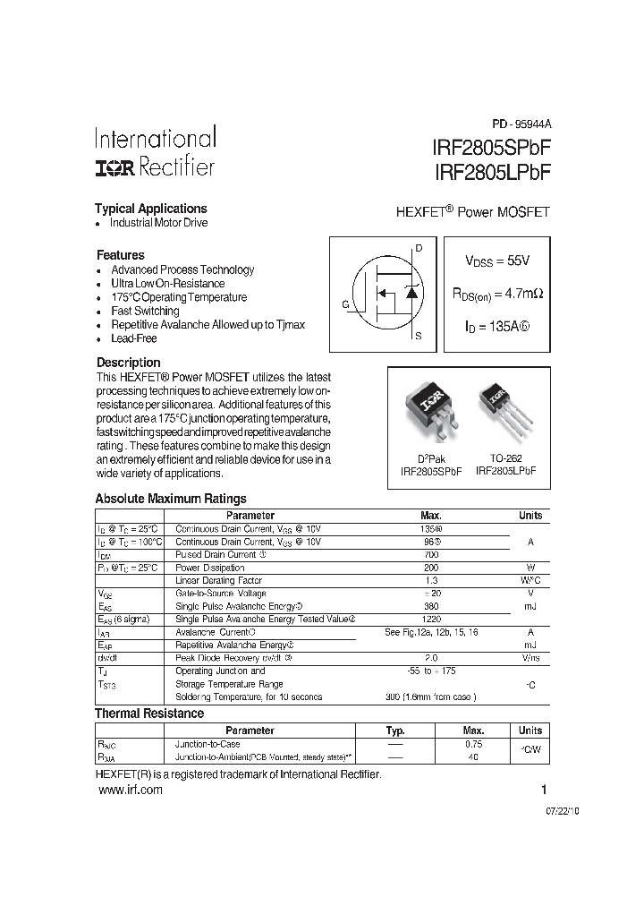 IRF2805STRLPBF_7609120.PDF Datasheet
