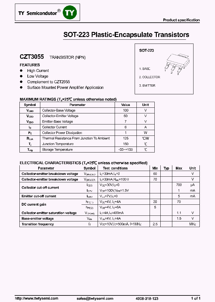 CZT3055_7610699.PDF Datasheet
