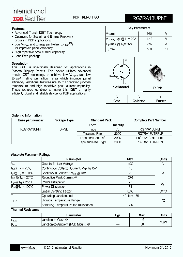 IRG7RA13UTRRPBF_7612110.PDF Datasheet