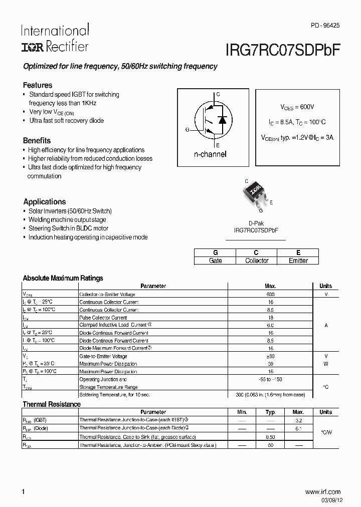 IRG7RC07SDPBF_7612111.PDF Datasheet