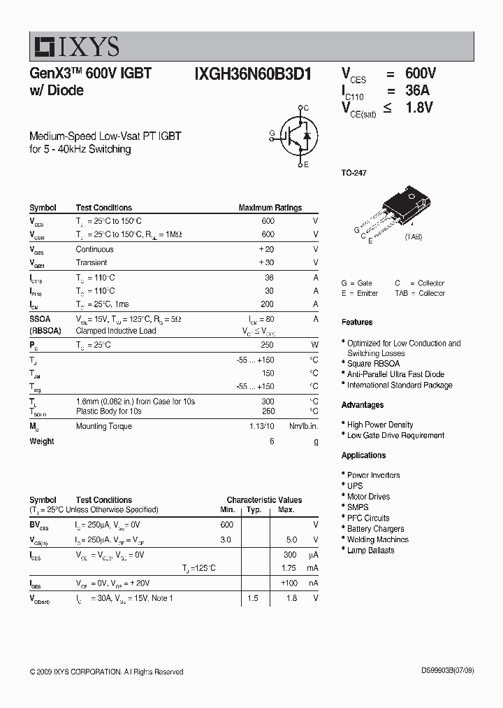 IXGH36N60B3D1_7612195.PDF Datasheet