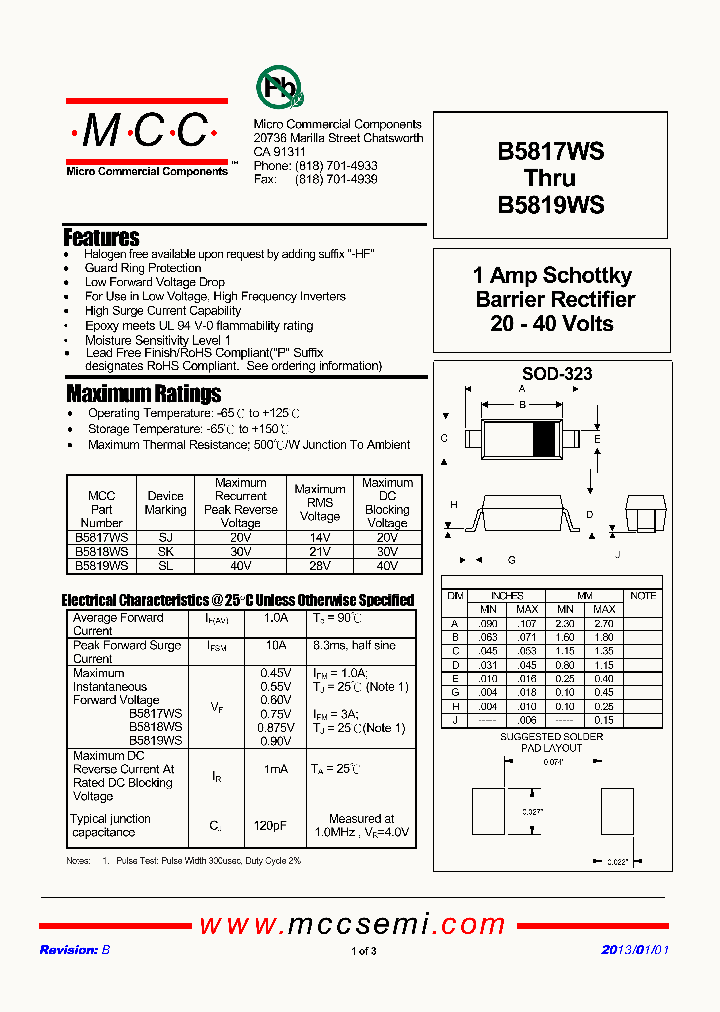 B5819WS_7626046.PDF Datasheet