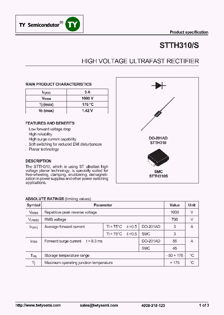 STTH310_7629056.PDF Datasheet