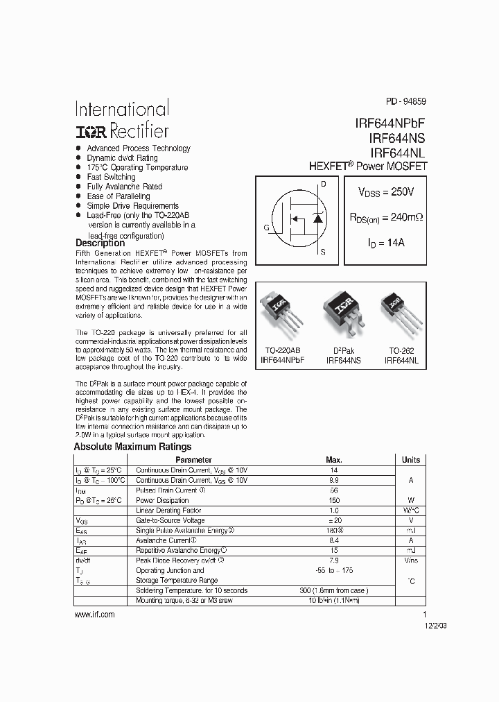 IRF644NL_7638236.PDF Datasheet