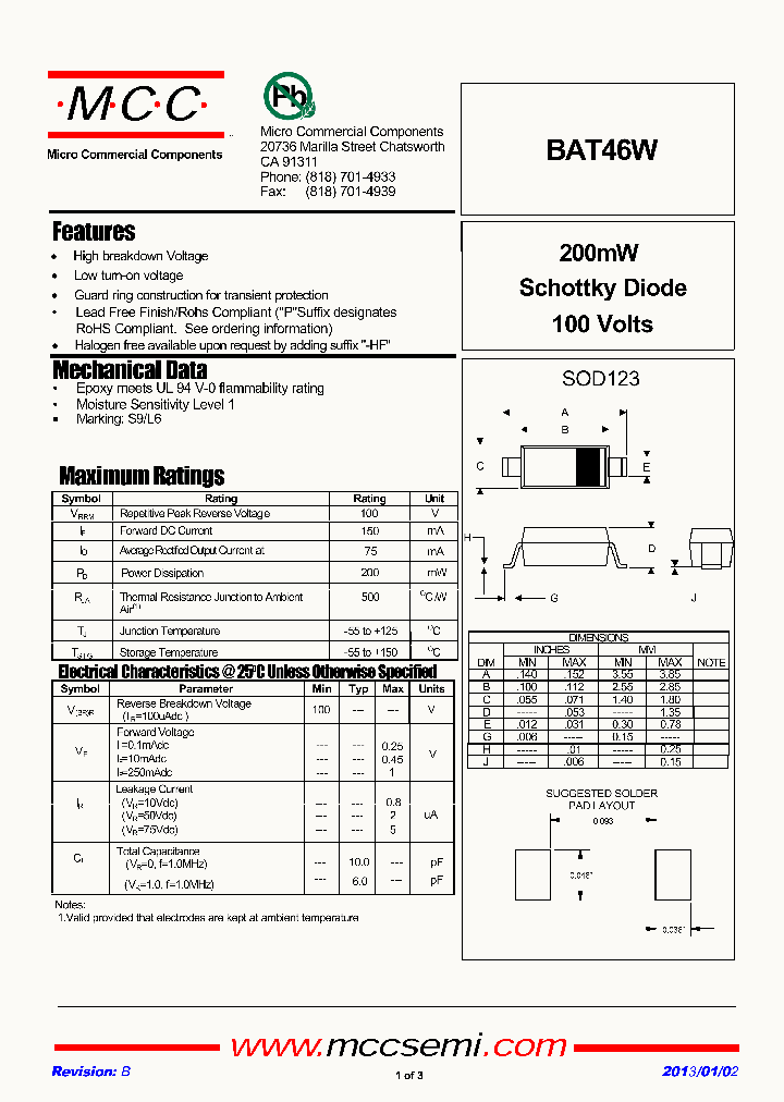 BAT46W-TP_7638579.PDF Datasheet