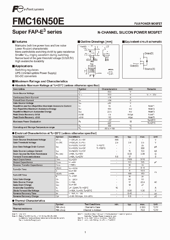 FMC16N50E_7651830.PDF Datasheet
