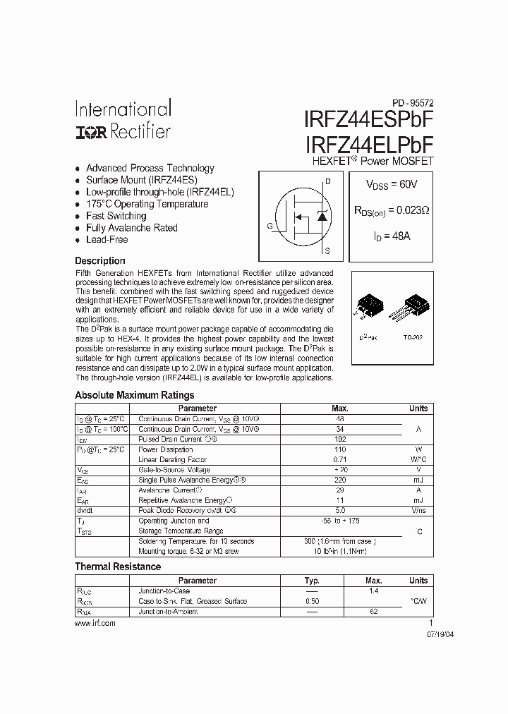 IRFZ44ESPBF_7651934.PDF Datasheet