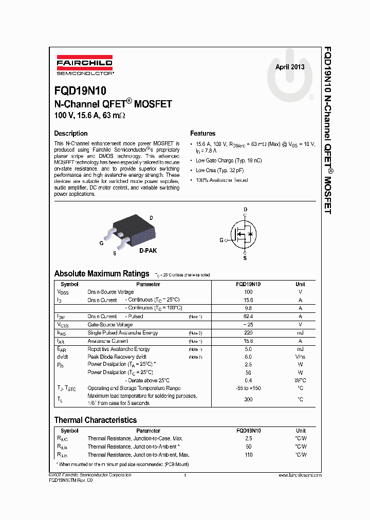 FQD19N1013_7655185.PDF Datasheet