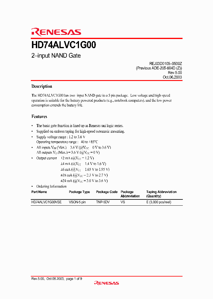 HD74ALVC1G00_7667275.PDF Datasheet