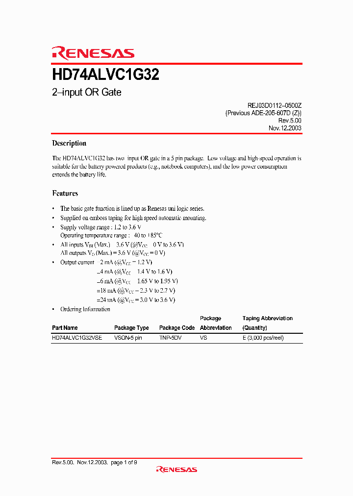 HD74ALVC1G32_7667282.PDF Datasheet