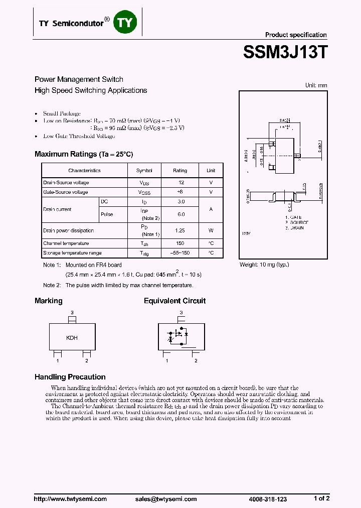 SSM3J13T_7667921.PDF Datasheet