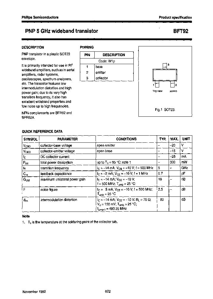 BFT92TRL_7668587.PDF Datasheet