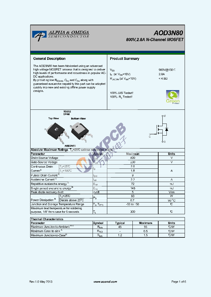 AOD3N80_7670987.PDF Datasheet