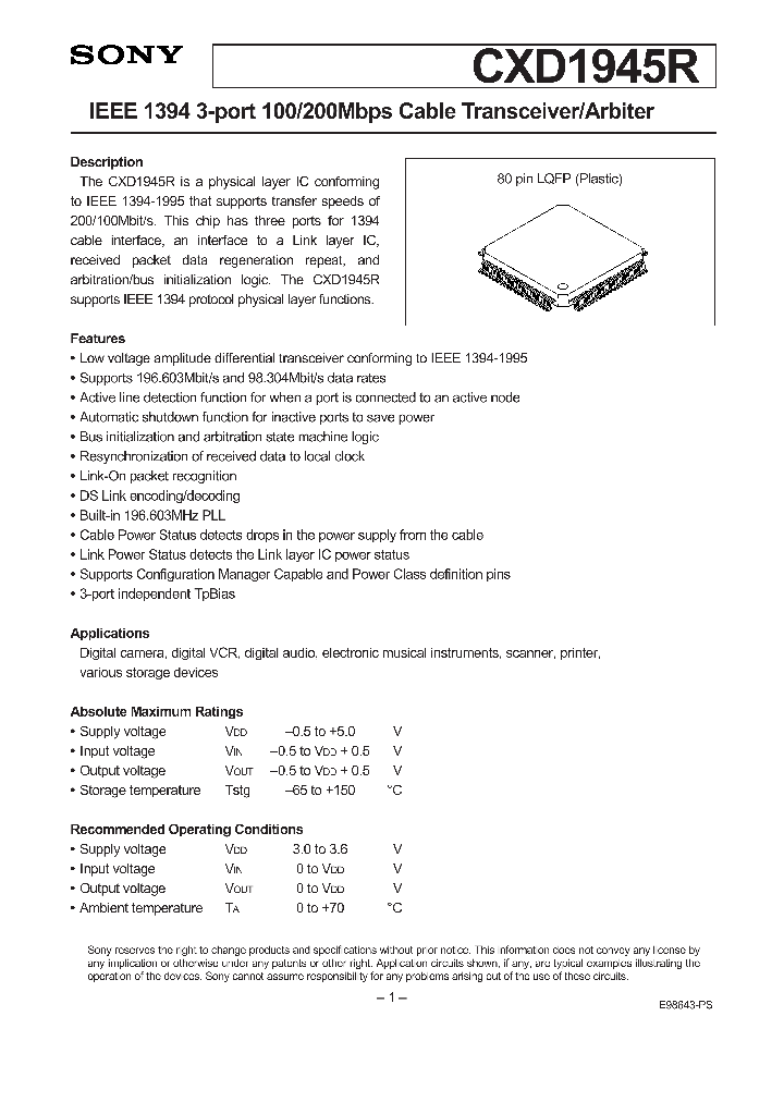 CXD1945R_7677155.PDF Datasheet