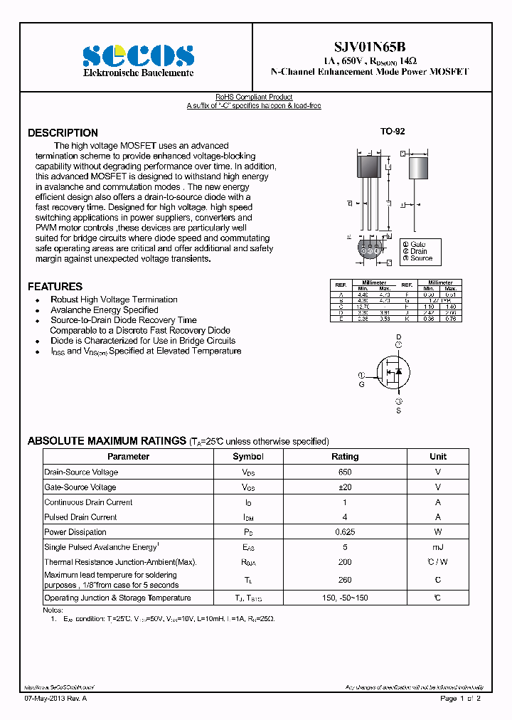 SJV01N65B_7677728.PDF Datasheet