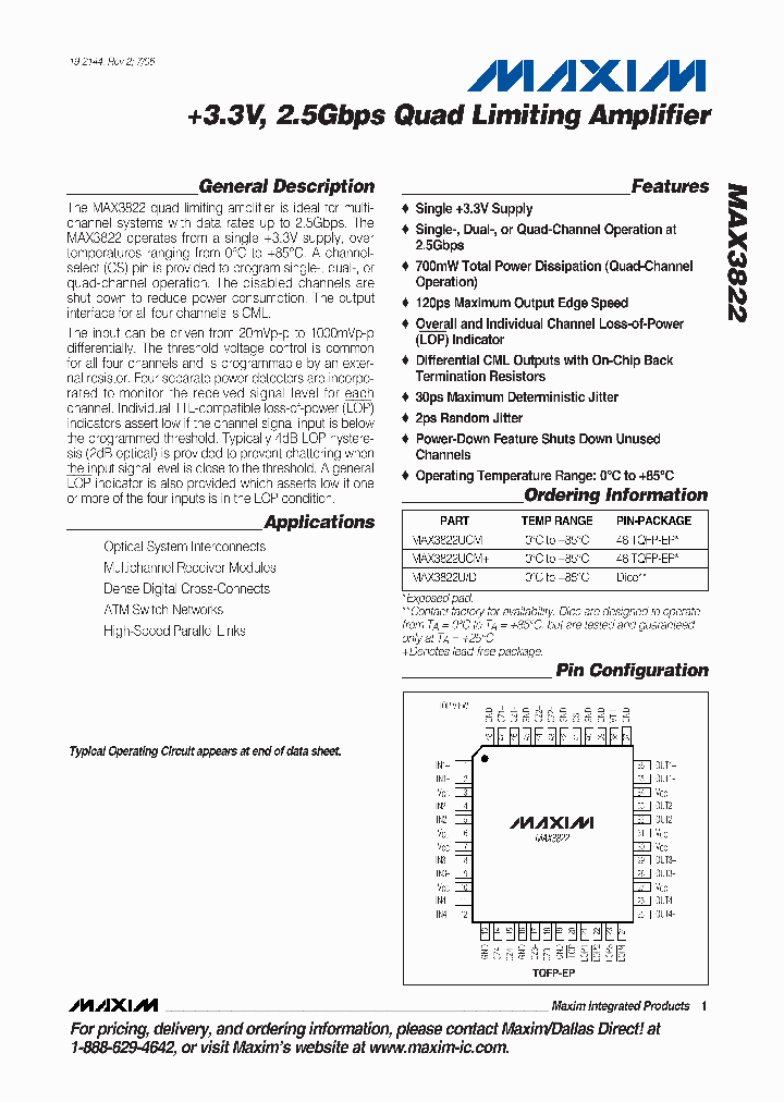 MAX3822UCMT_7679326.PDF Datasheet