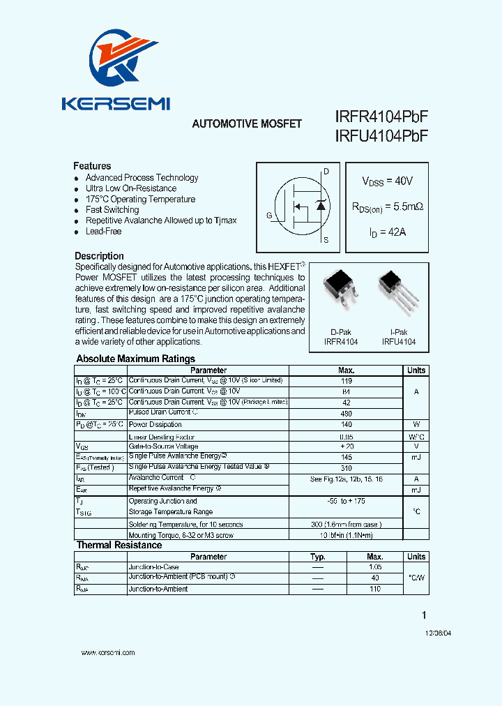 IRFR4104_7681175.PDF Datasheet