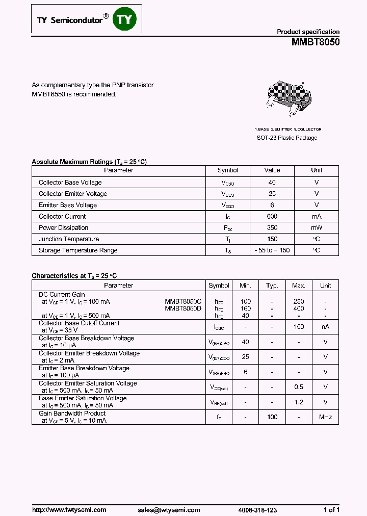MMBT8050_7685384.PDF Datasheet