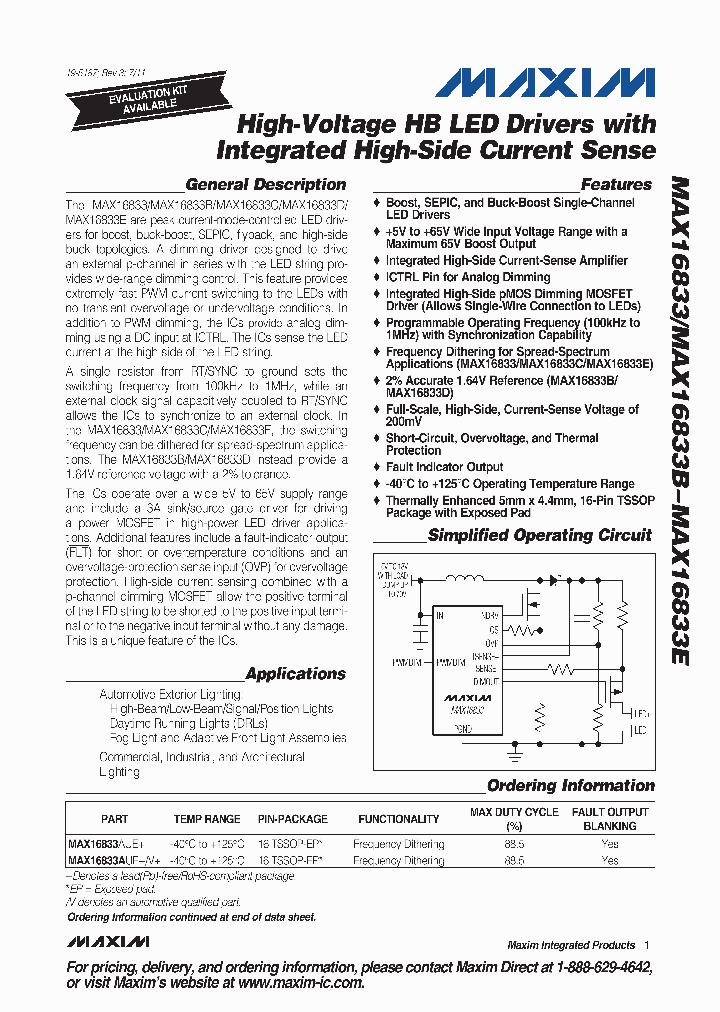 MAX16833AUEV_7687084.PDF Datasheet