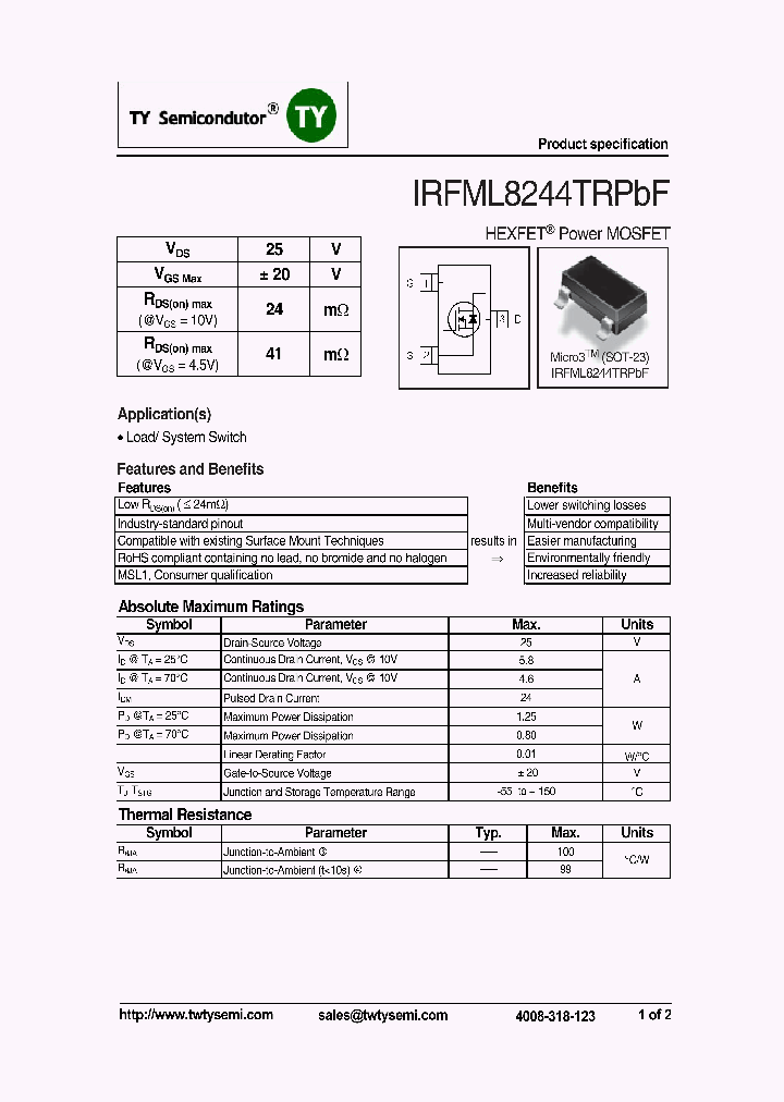 IRFML8244TRPBF_7688421.PDF Datasheet