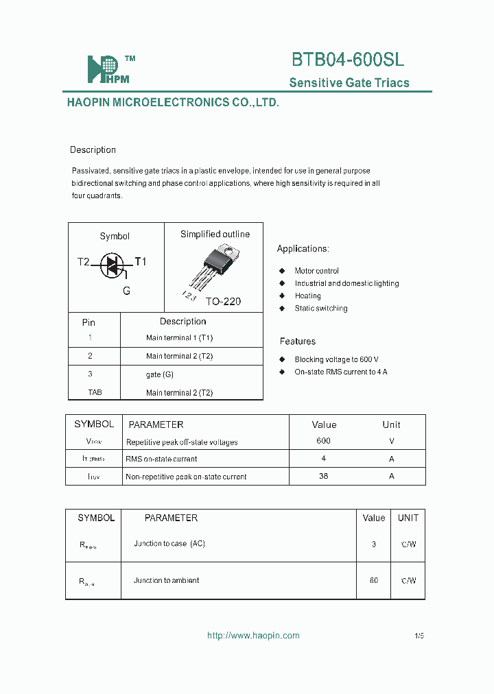 BTB04-600SL_7690685.PDF Datasheet