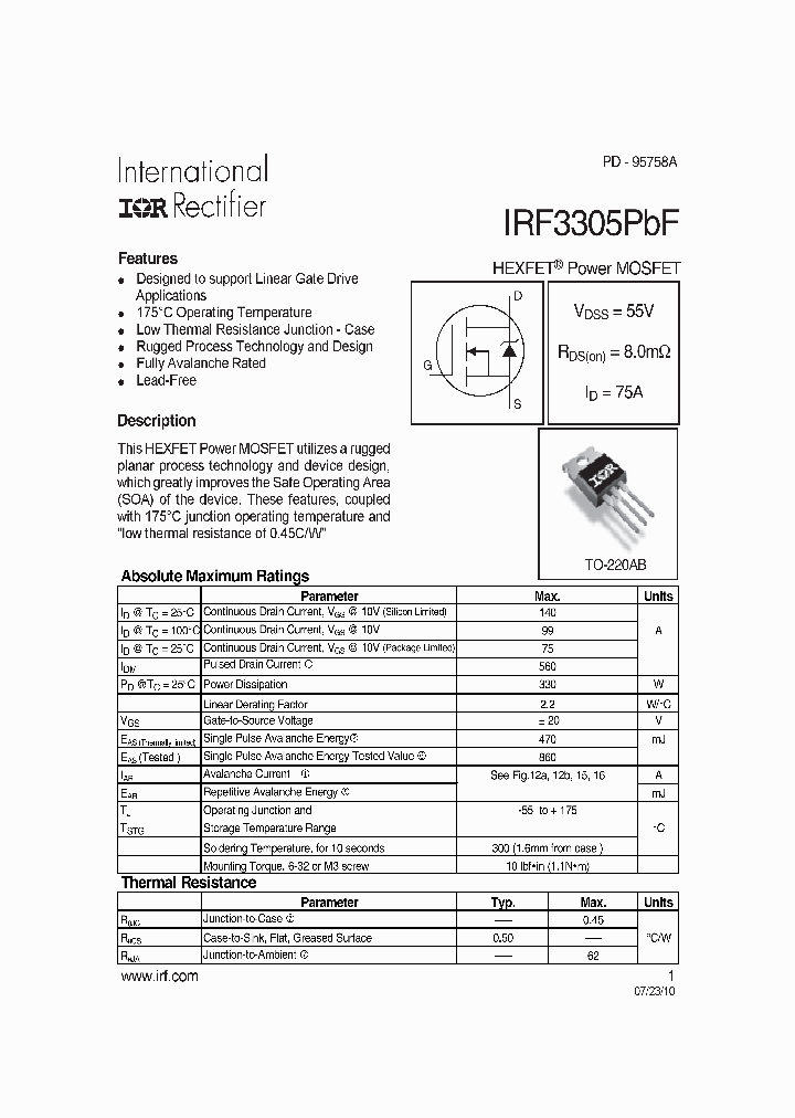 IRF3305PBF_7696366.PDF Datasheet